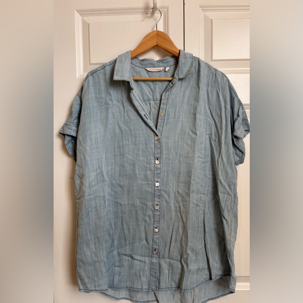 Soft Surroundings Light Blue Button-Down Shirt